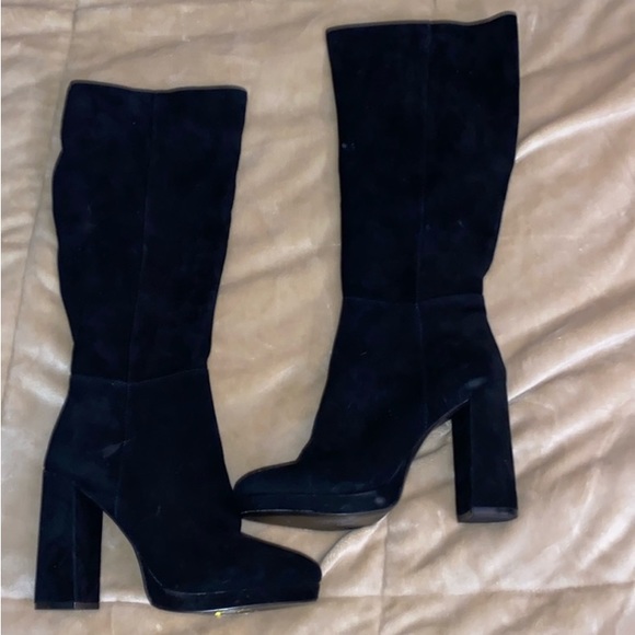 STEVE MADDEN MARCELLA TALL HEELED BLACK BOOTS - Picture 7 of 10